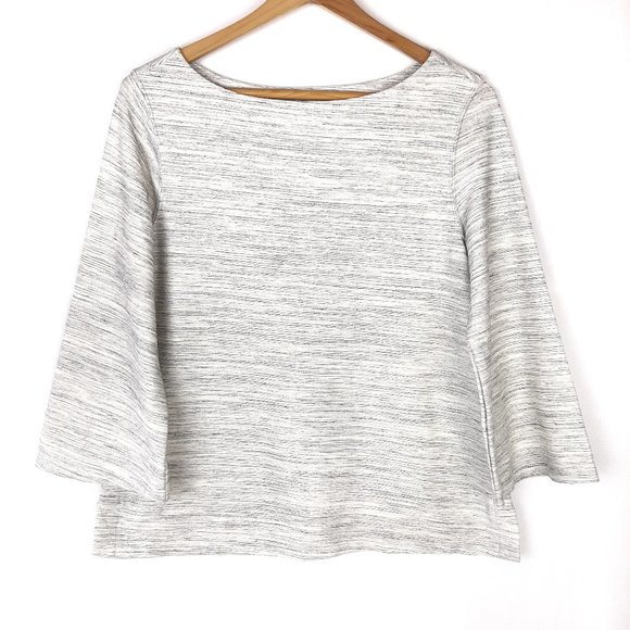 Old Navy Tops - Old Navy Bell Sleeve Textured Heather Gray Top